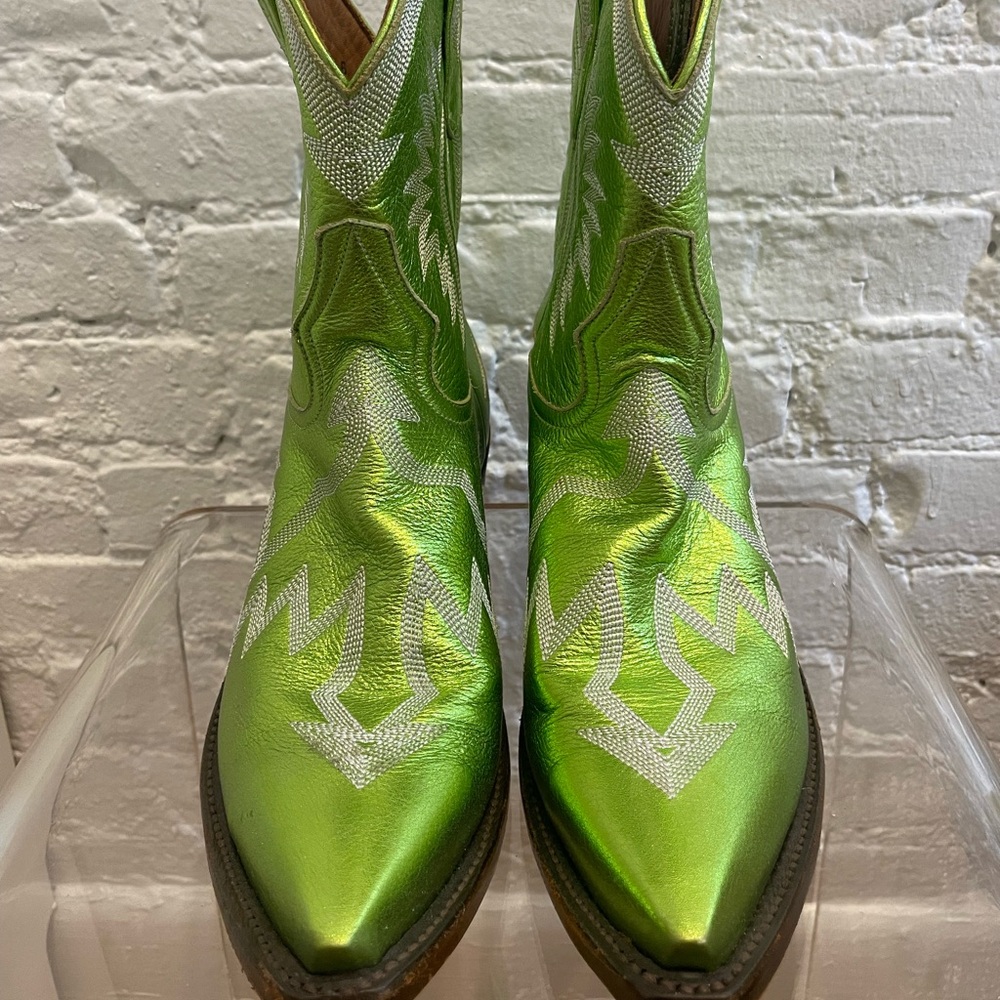 Miron Crosby Women’s Maggie Metallic Lime Green Cowboy Boots size 10 - Picture 2 of 8